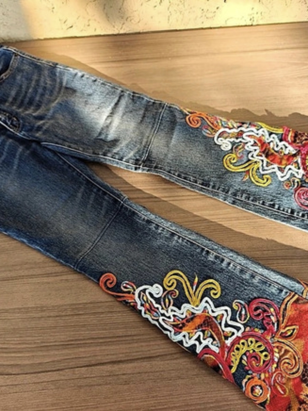 Sonne Original Embroidered Flare Jeans Blue & Orange